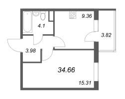 1 ккв № 48 Корп.: 8.1 , Секция 2  в ЖК Новая история