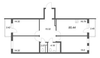 4 ккв (Евро) № 114 Корп.: 6 , Секция 3  в ЖК Новая история
