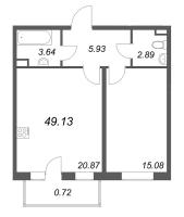1 ккв № 6-51 Корп.: 9.6 , Секция 3  в ЖК Новая история