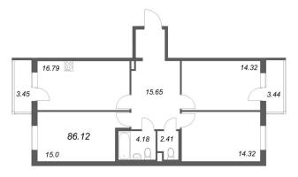 4 ккв (Евро) № 108 Корп.: 8.1 , Секция 2  в ЖК Новая история