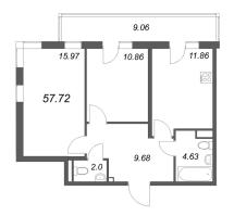 2 ккв № 96 Корп.: 8.1 , Секция 1  в ЖК Новая история