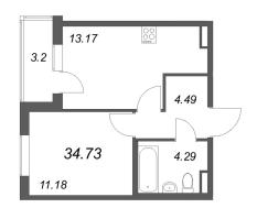 1 ккв № 56 Корп.: 8.1 , Секция 3  в ЖК Новая история