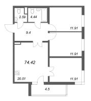 4 ккв (Евро) № 111 Корп.: 8.2 , Секция 3  в ЖК Новая история