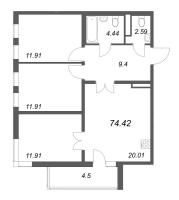 4 ккв (Евро) № 115 Корп.: 8.1 , Секция 3  в ЖК Новая история