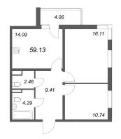 2 ккв № 97 Корп.: 8.2 , Секция 1  в ЖК Новая история