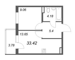 1 ккв № 47 Корп.: 8.2 , Секция 1  в ЖК Новая история