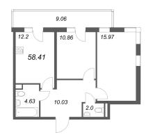 2 ккв № 93 Корп.: 8.2 , Секция 1  в ЖК Новая история