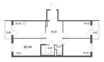 4 ккв (Евро) № 112 Корп.: 8.1 , Секция 2  в ЖК Новая история