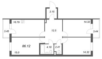 3 ккв № 3-51 Корп.: 9.3 , Секция 2  в ЖК Новая история