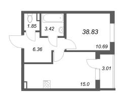 2 ккв (Евро) № 35 Корп.: 8 , Секция 3  в ЖК Новая история