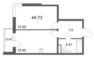 1 ккв № 5-15 Корп.: 9.5 , Секция 1  в ЖК Новая история