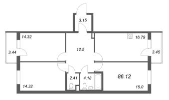 3 ккв № 2-55 Корп.: 9.2 , Секция 2  в ЖК Новая история