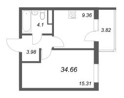 1 ккв № 65 Корп.: 1 , Секция 2  в ЖК Новая история