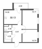 2 ккв № 101 Корп.: 8.2 , Секция 1  в ЖК Новая история