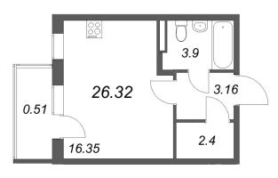 Студия № 5-44 Корп.: 9.5 , Секция 2  в ЖК Новая история