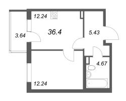 1 ккв № 28 Корп.: 8.2 , Секция 1  в ЖК Новая история