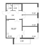 4 ккв (Евро) № 109 Корп.: 8.2 , Секция 3  в ЖК Новая история