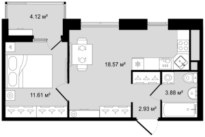 2 ккв (Евро) № 90 Корп.: 1 , Секция 2  в ЖК Новгородская 8