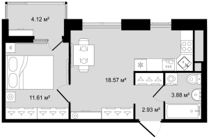 2 ккв (Евро) № 74 Корп.: 1 , Секция 2  в ЖК Новгородская 8