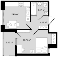 1 ккв № 273 Корп.: 1 , Секция 6  в ЖК Новгородская 8