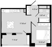 2 ккв (Евро) № 131 Корп.: 1 , Секция 3  в ЖК Новгородская 8
