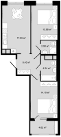 3 ккв (Евро) № 125 Корп.: 1 , Секция 3  в ЖК Новгородская 8