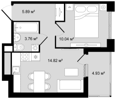 1 ккв № 260 Корп.: 1 , Секция 6  в ЖК Новгородская 8