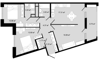 4 ккв (Евро) № 179 Корп.: 1 , Секция 4  в ЖК Новгородская 8