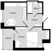 1 ккв № 237 Корп.: 1 , Секция 6  в ЖК Новгородская 8