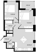 3 ккв (Евро) № 24 Корп.: 1 , Секция 1  в ЖК Новгородская 8