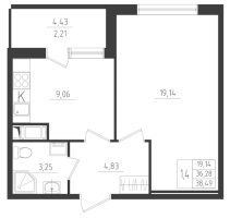 1 ккв № 149 Корп.: 2 , Секция 3  в ЖК Новикола