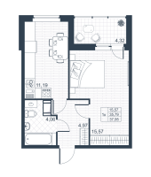 1 ккв № 103 Корп.: 4.4 , Секция 1  в ЖК Ново-Антропшино