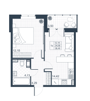 1 ккв № 131 Корп.: 19 , Секция 2  в ЖК Ново-Антропшино
