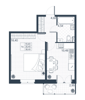 1 ккв № 9 Корп.: 19 , Секция 1  в ЖК Ново-Антропшино