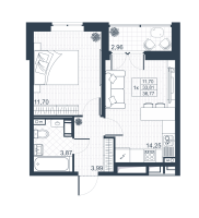 1 ккв № 25 Корп.: 18 , Секция 1  в ЖК Ново-Антропшино