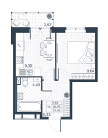 1 ккв № 108 Корп.: 19 , Секция 2  в ЖК Ново-Антропшино