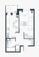 1 ккв № 181 Корп.: 19 , Секция 2  в ЖК Ново-Антропшино