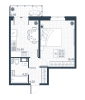 1 ккв № 154 Корп.: 18 , Секция 2  в ЖК Ново-Антропшино