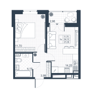 1 ккв № 12 Корп.: 18 , Секция 1  в ЖК Ново-Антропшино