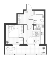 1 ккв № 54 Корп.: 4.1 , Секция 1  в ЖК Ново-Антропшино