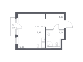Студия № 490 Корп.: 33 , Секция 5  в ЖК Новое Колпино
