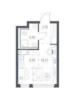 Студия № 205 Корп.: 37 , Секция 3  в ЖК Новое Колпино
