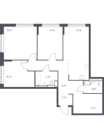 4 ккв (Евро) № 21 Корп.: 35.2 , Секция 1  в ЖК Новое Колпино