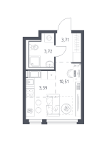 Студия № 167 Корп.: 37 , Секция 2  в ЖК Новое Колпино