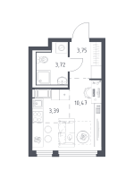 Студия № 152 Корп.: 37 , Секция 2  в ЖК Новое Колпино