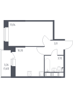 1 ккв № 299 Корп.: 39 , Секция 3  в ЖК Новое Колпино