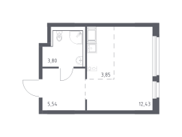 Студия № 89 Корп.: 33 , Секция 1  в ЖК Новое Колпино
