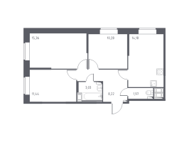3 ккв № 3-02-11 Корп.: 49 , Секция 3  в ЖК Новое Колпино