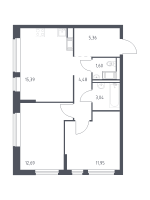 3 ккв (Евро) № 101 Корп.: 35.2 , Секция 1  в ЖК Новое Колпино
