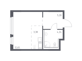 Студия № 477 Корп.: 33 , Секция 5  в ЖК Новое Колпино